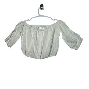 Millau‎ XS White Off-Shoulder Peasant Blouse with Buttons